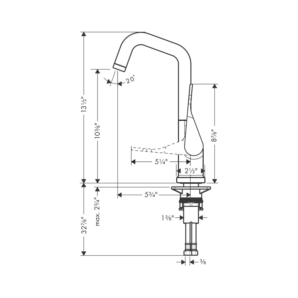 Hansgrohe 39851341 Bar Faucet 1.5 Gpm