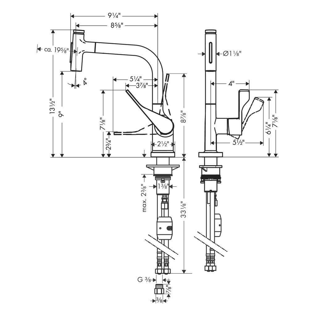 Hansgrohe 39863671 Kitchen Faucet Select 2-Spray Pull-Out 1.75 Gpm