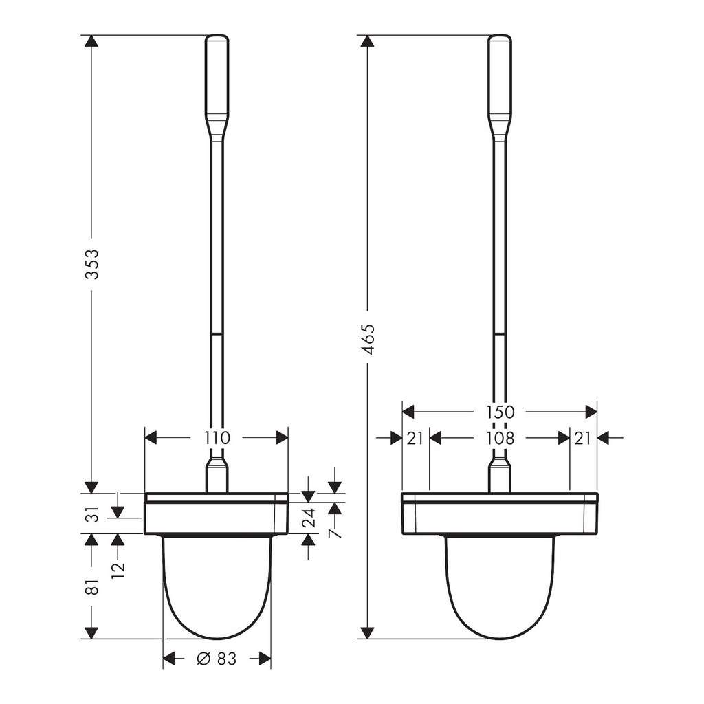 Hansgrohe 42835670 Softsquare Toilet Brush With Holder Wall-Mounted
