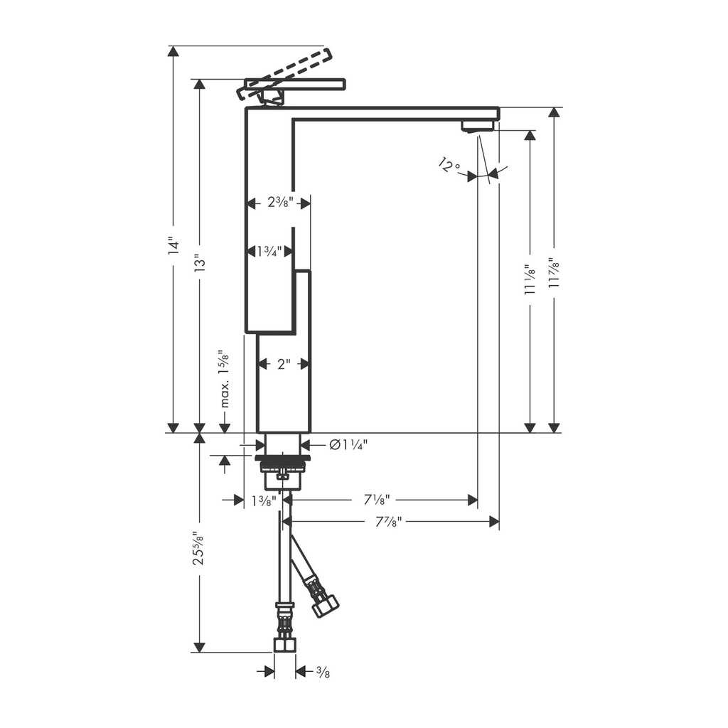 Hansgrohe 46031331 Single-Hole Faucet 280 Diamond Cut 1.2 Gpm