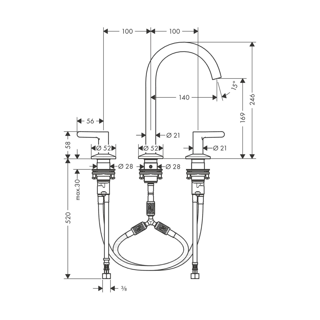 Hansgrohe 48050251 Widespread Faucet 170 1.2 Gpm Brushed Gold Optic