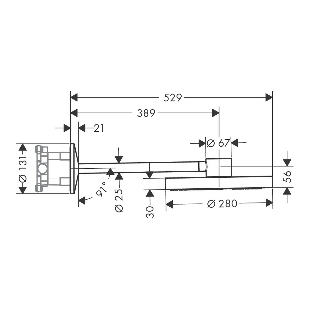 Hansgrohe 48481251 Showerhead 280 2-Jet With Showerarm Trim 2.5 Gpm