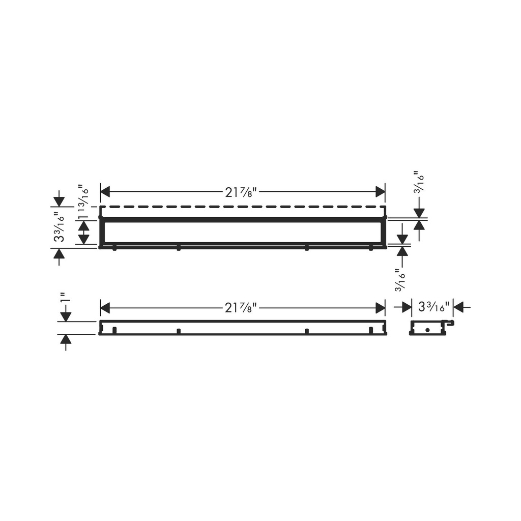 Hansgrohe 56036671 Raindrain Match Trim Zero/ Tile 23 5/8" With Height Adjustab