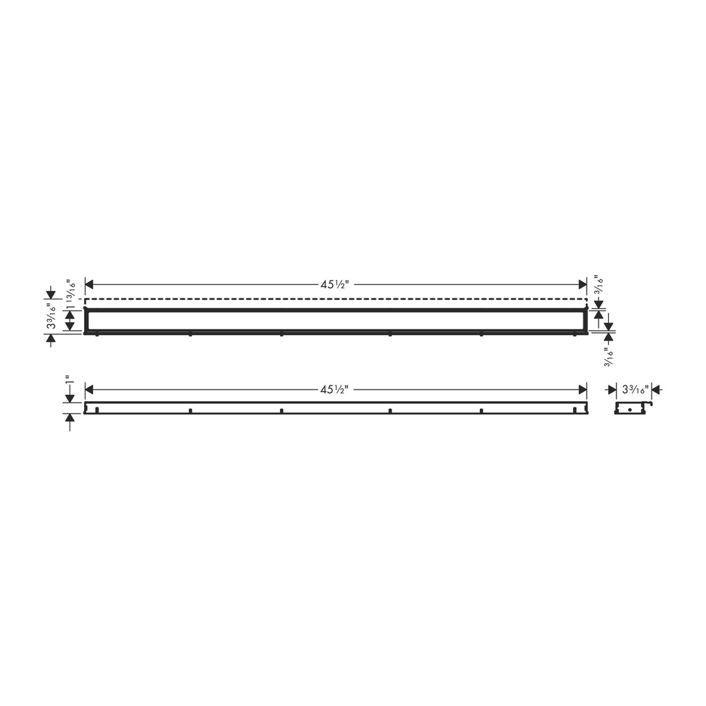 Hansgrohe 56042671 Raindrain Match Trim Zero/ Tile 47 1/4" With Height Adjustab
