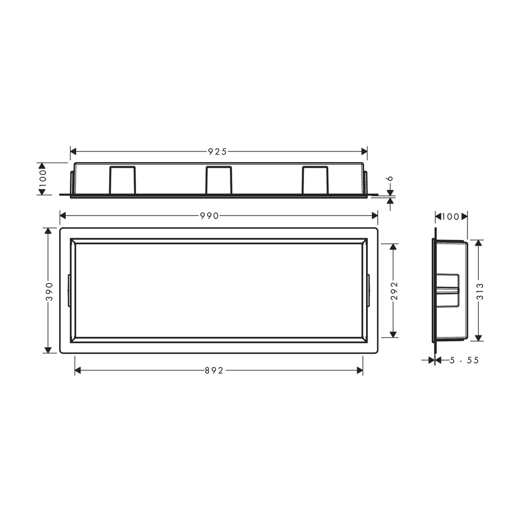 Hansgrohe 56067380 Wall Niche With Integrated Frame 12"X 36"X 4"