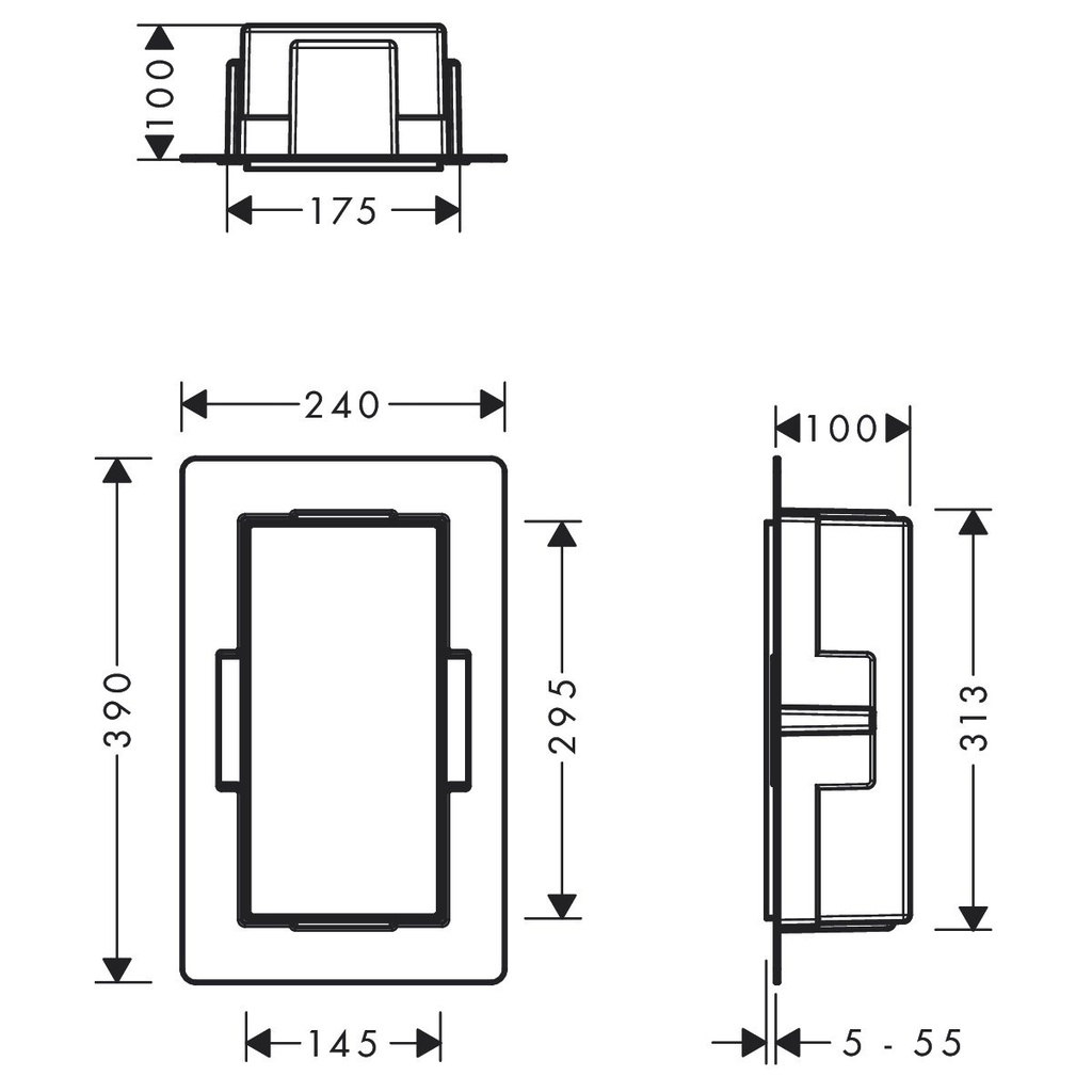 Hansgrohe 56070800 Xtrastoris Minimalistic Wall Niche With Open Frame 12"X 6"X