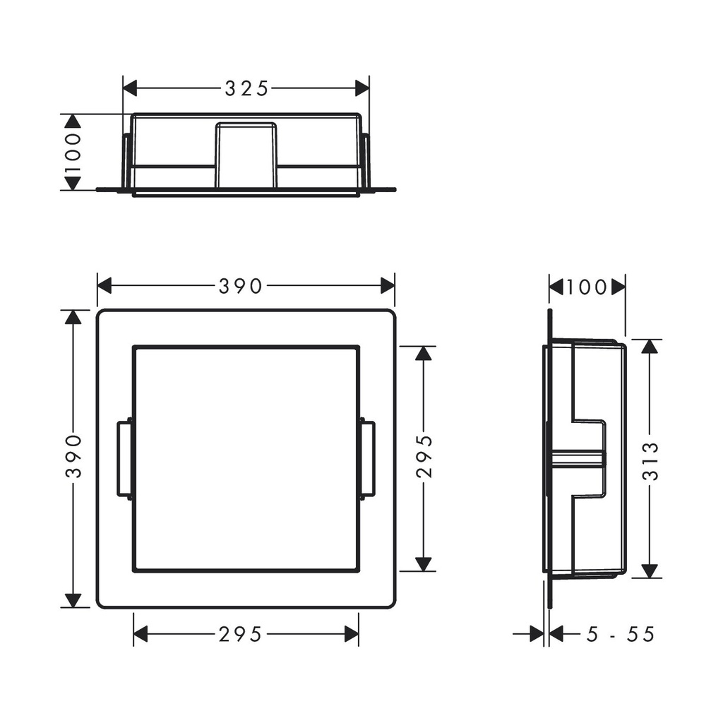 Hansgrohe 56073800 Xtrastoris Minimalistic Wall Niche With Open Frame 12"X 12"X