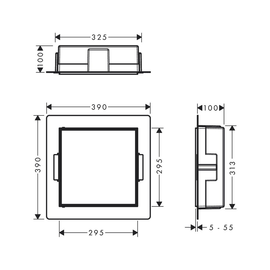 Hansgrohe 56085700 Xtrastoris Rock Wall Niche With Tileable Door 12"X 12"X 4"