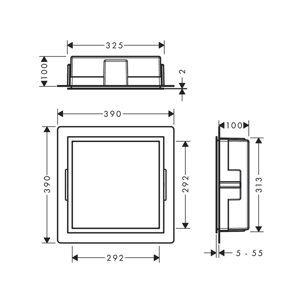 Hansgrohe 56099700 Wall Niche Matte White With Design Frame 12"X 12"X 4"