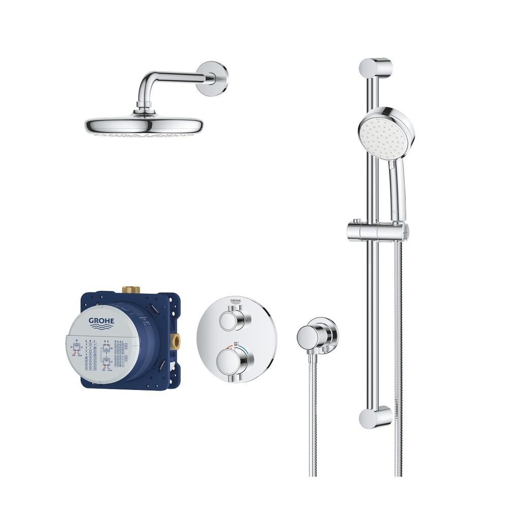 Grohe 34745000 Grohtherm Round Thermostatic Shower Set Chrome 2
