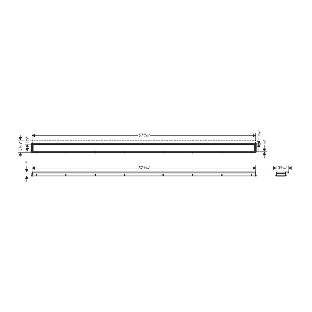 Hansgrohe 56127801 Raindrain Match Trim Zero/ Tile 59 1/8" With Height Adjustab