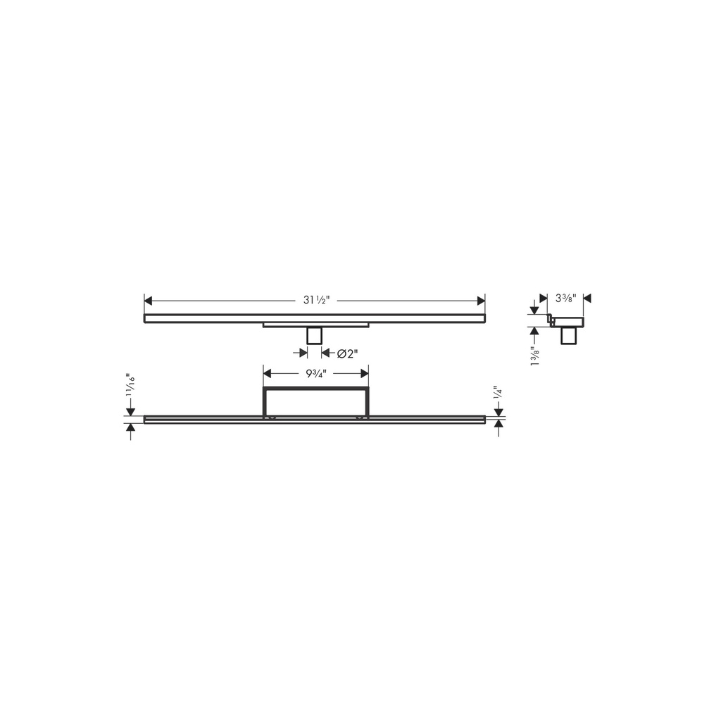 Hansgrohe 56220001 Complete Set 2" 31 1/2" Trim And Installation Set