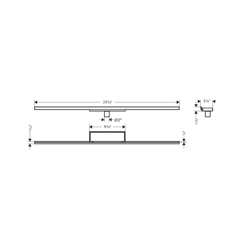 Hansgrohe 56222001 Complete Set 2" 39 3/8" Trim And Installation Set