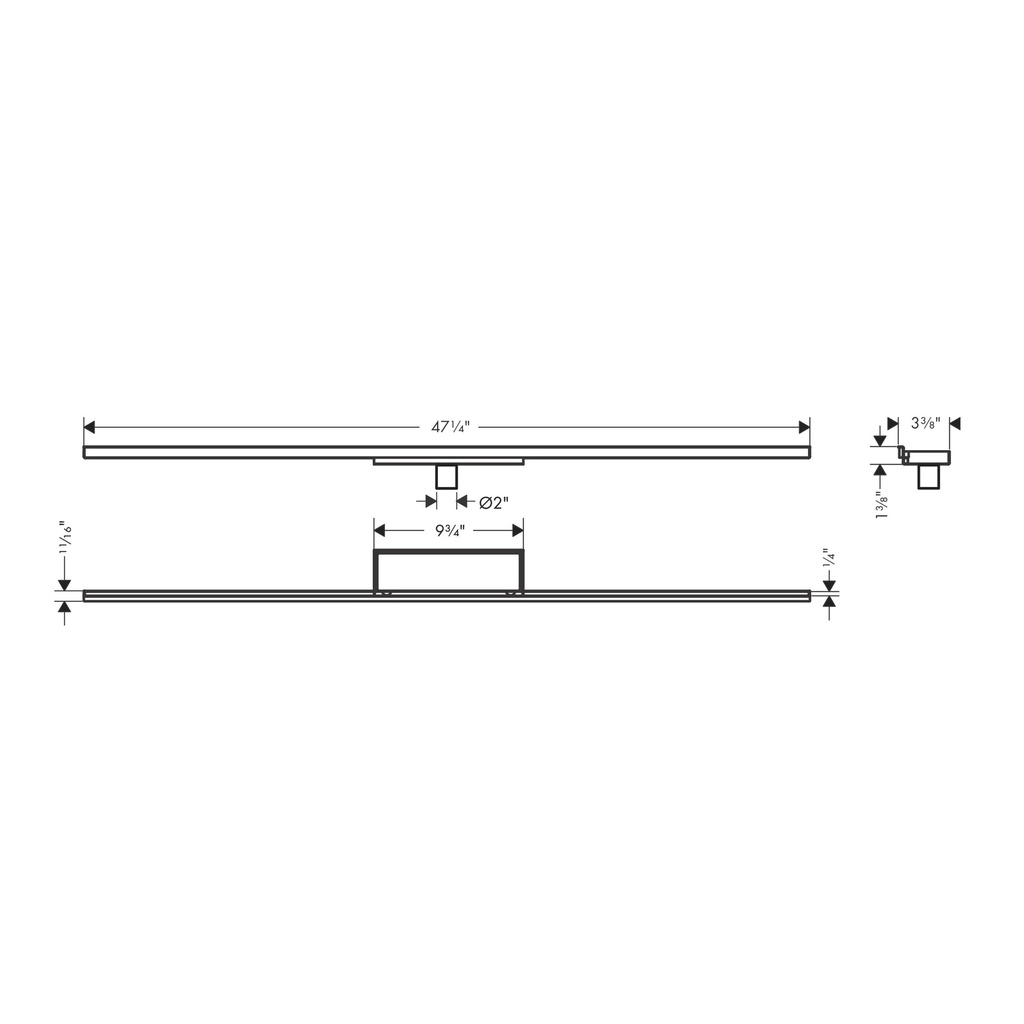 Hansgrohe 56223001 Complete Set 2" 47 1/4" Trim And Installation Set