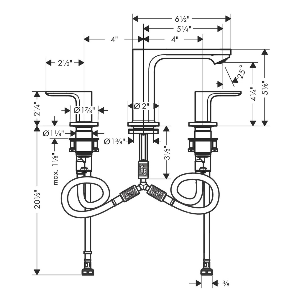 Hansgrohe 72532821 Rebris E Widespread Faucet 110 With Pop-Up Drain 1.2 Gpm