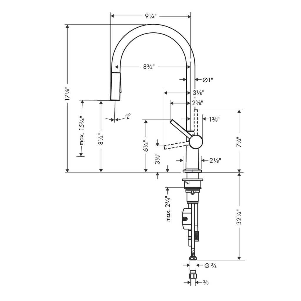 Hansgrohe 72800341 Higharc Kitchen Faucet O-Style 2-Spray Pull-Down 1.75 Gpm