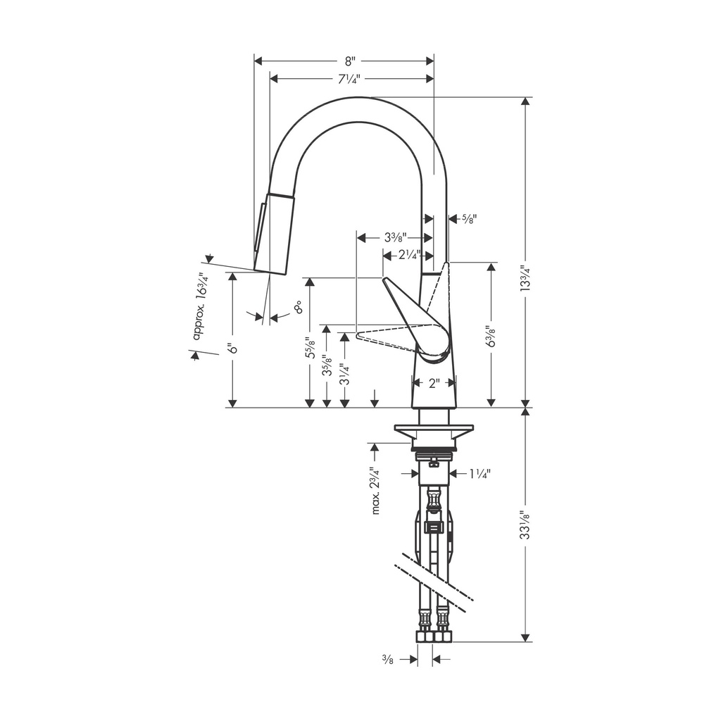 Hansgrohe 72815251 Prep Kitchen Faucet 2-Spray Pull-Down 1.75 Gpm