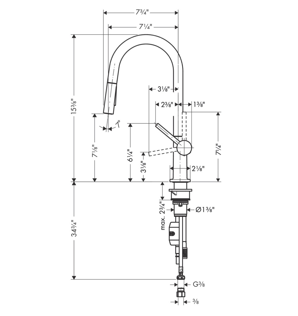 Hansgrohe 72846341 Higharc Kitchen Faucet A-Style 2-Spray Pull-Down 1.75 Gpm