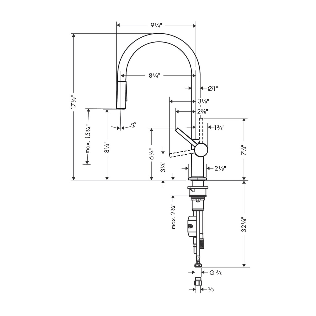 Hansgrohe 72857671 Higharc Kitchen Faucet O-Style 2-Spray Pull-Down 1.5 Gpm