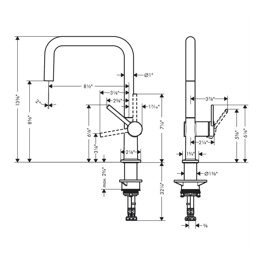Hansgrohe 72858801 Kitchen Faucet U-Style 1-Spray 1.5 Gpm