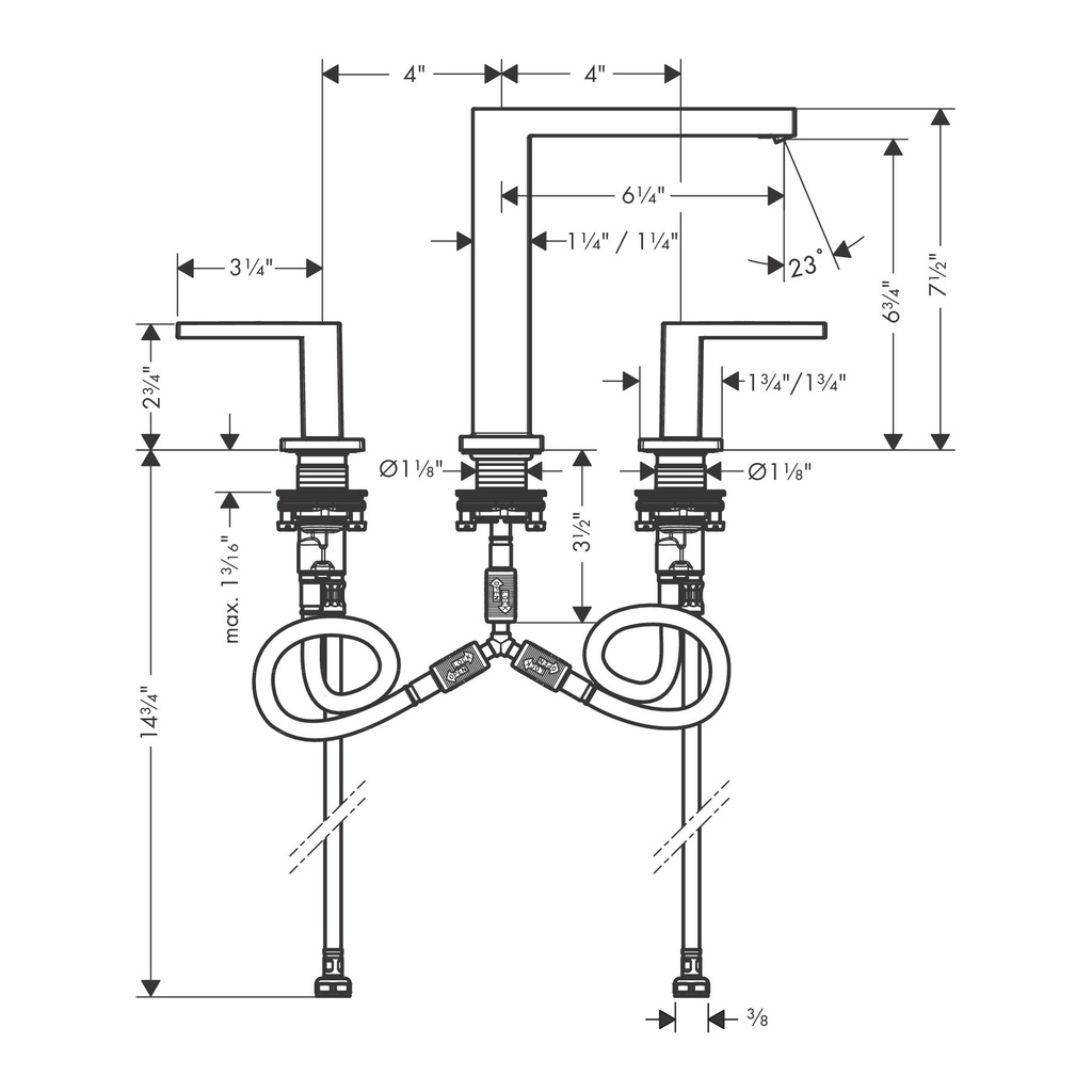 Hansgrohe 73031671 Widespread Faucet 150 1.2 Gpm