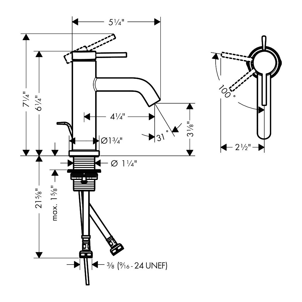 Hansgrohe 73302821 Single-Hole Faucet 80 With Pop-Up Drain 1.2 Gpm