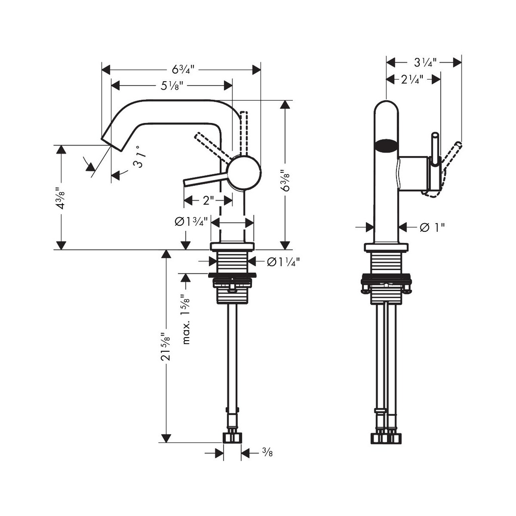Hansgrohe 73321671 Single-Hole Fine 110 1.2 Gpm