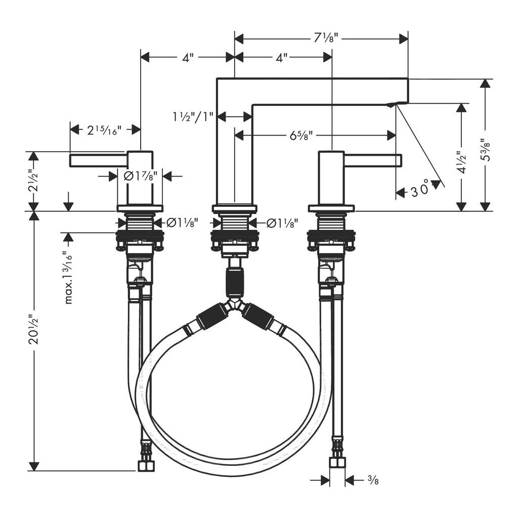 Hansgrohe 76033671 Wide-Spread Faucet 110 With Pop-Up Drain 1.2 Gpm