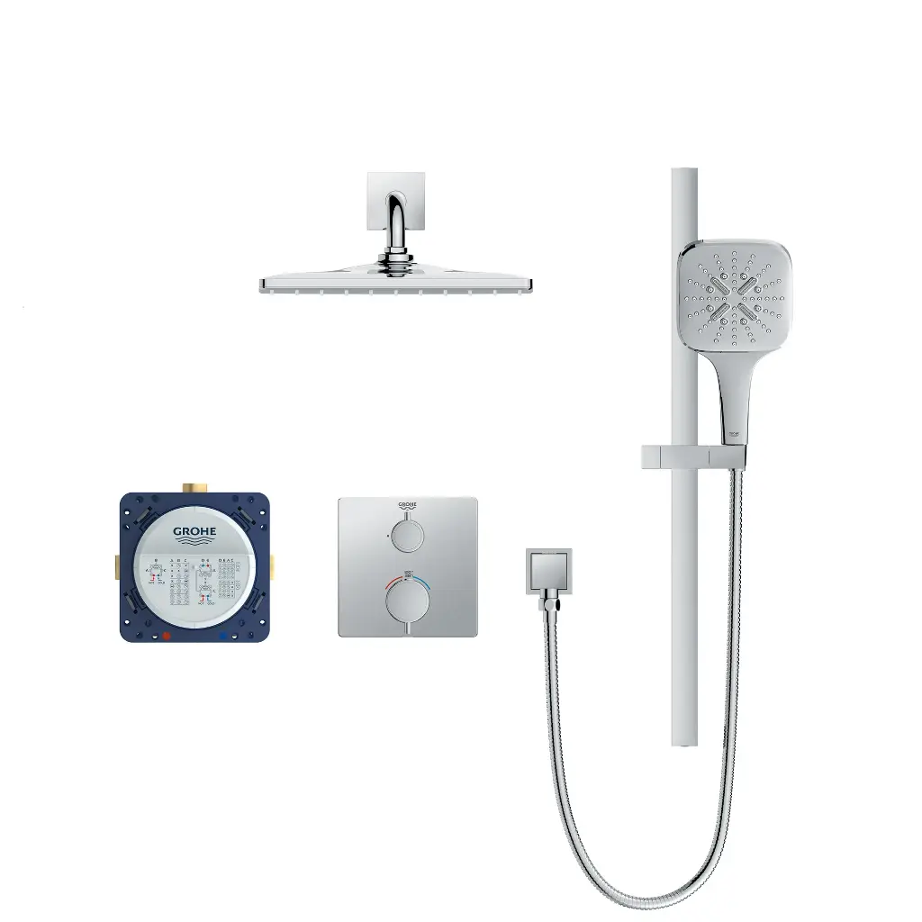 Grohe 1030690000 Rainshower GrohTherm 2-Handle Thermostatic Single Function Shower Kit Chrome
