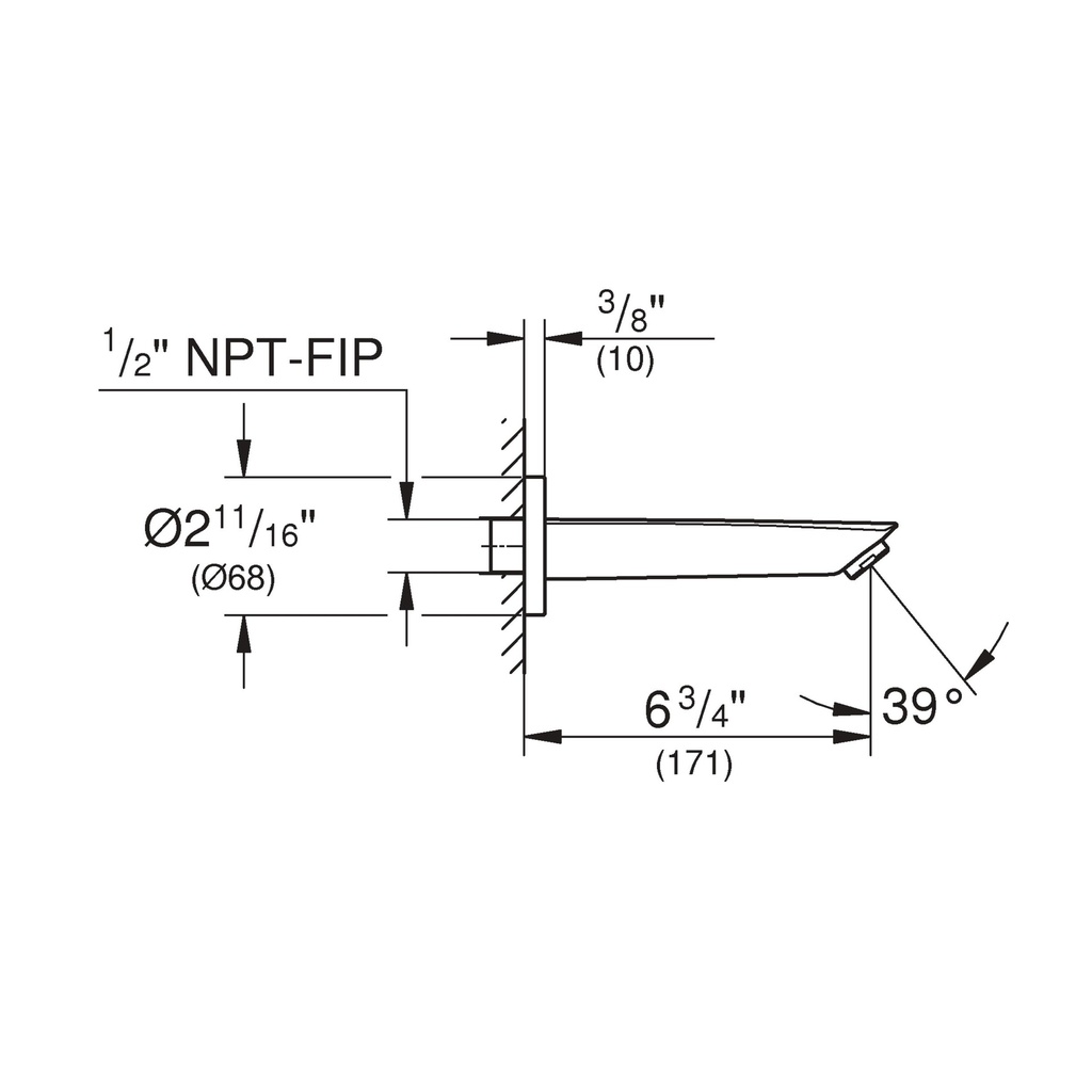 Grohe 13354EN3 Eurosmart Wall Spout Exp Us Grohe Brushed Nickel