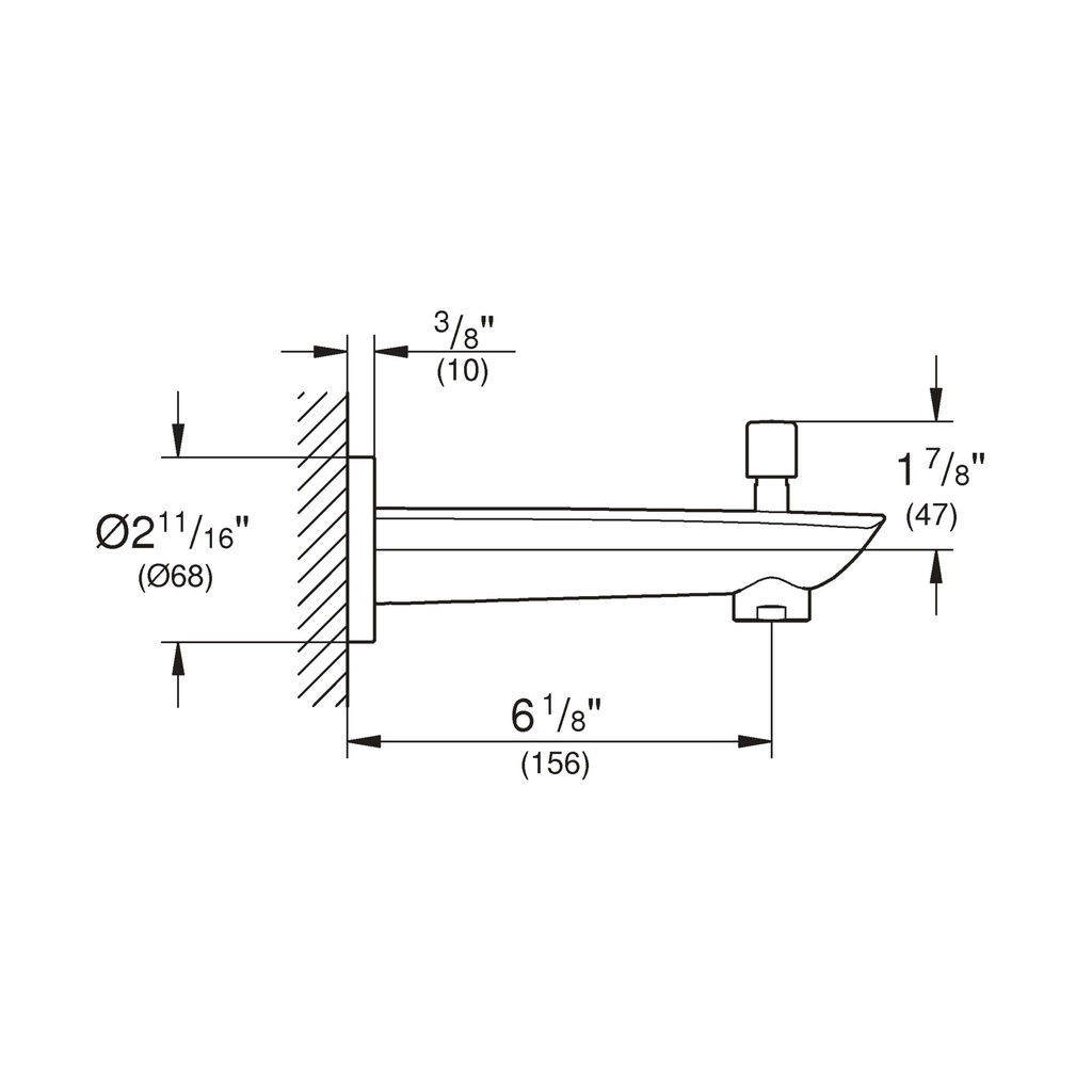 Grohe 13356003 Eurosmart Wall Spout Exp +Diverter Us Grohe Chrome