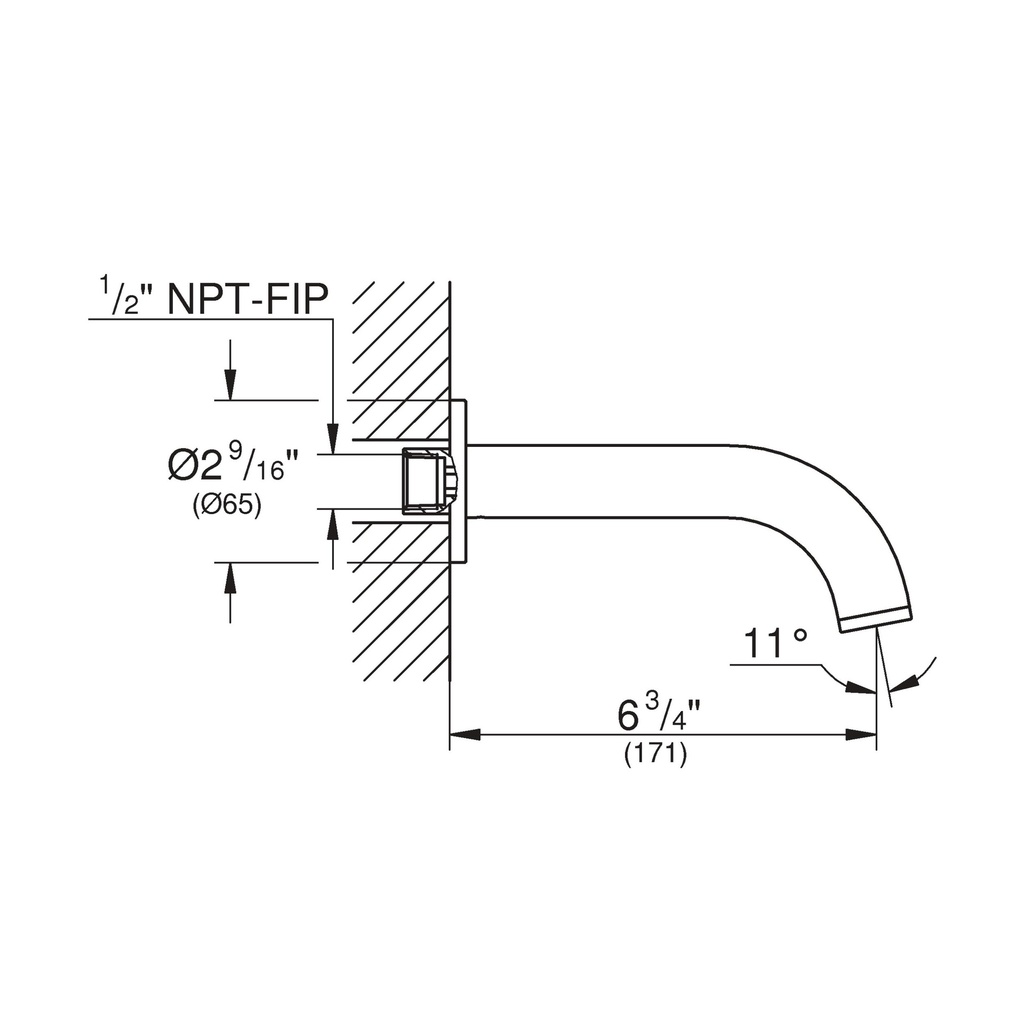 Grohe 13488GN0 Atrio New Bath Spout Exp Us Brushed Cool Sunrise