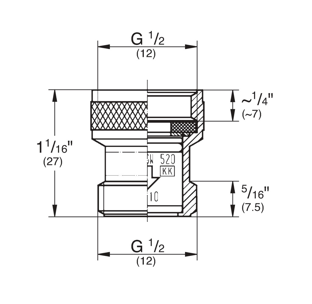 Grohe 14232A00 Check Valve -1 Pc Hard Graphite