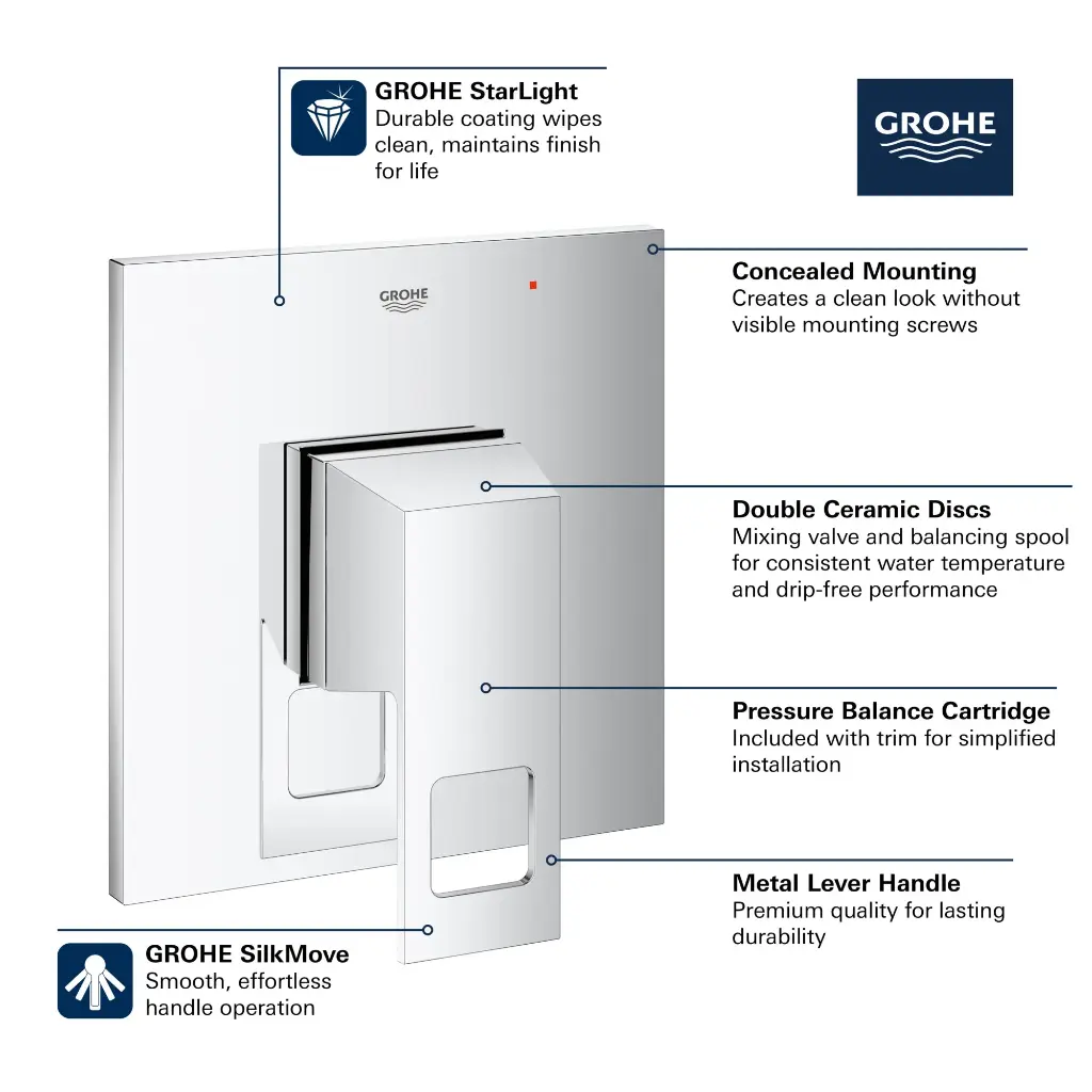 Grohe 14469A00 Pressure Balance Valve Trim With Cartridge Hard Graphite