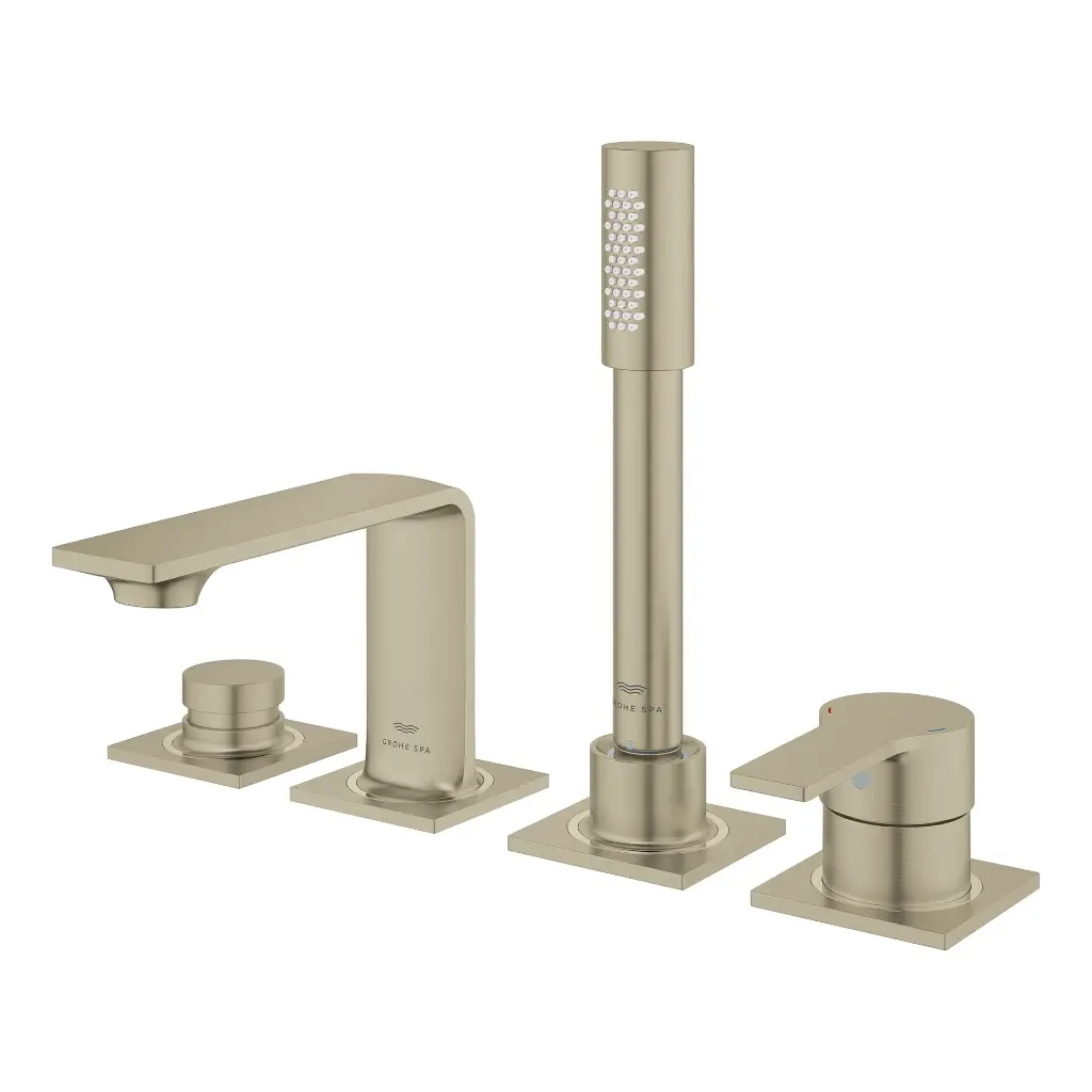 Grohe 19316En1 4-Hole Single Handle Deck Mount Roman Tub Faucet With 1.75 Gpm Hand Shower Brushed Nickel