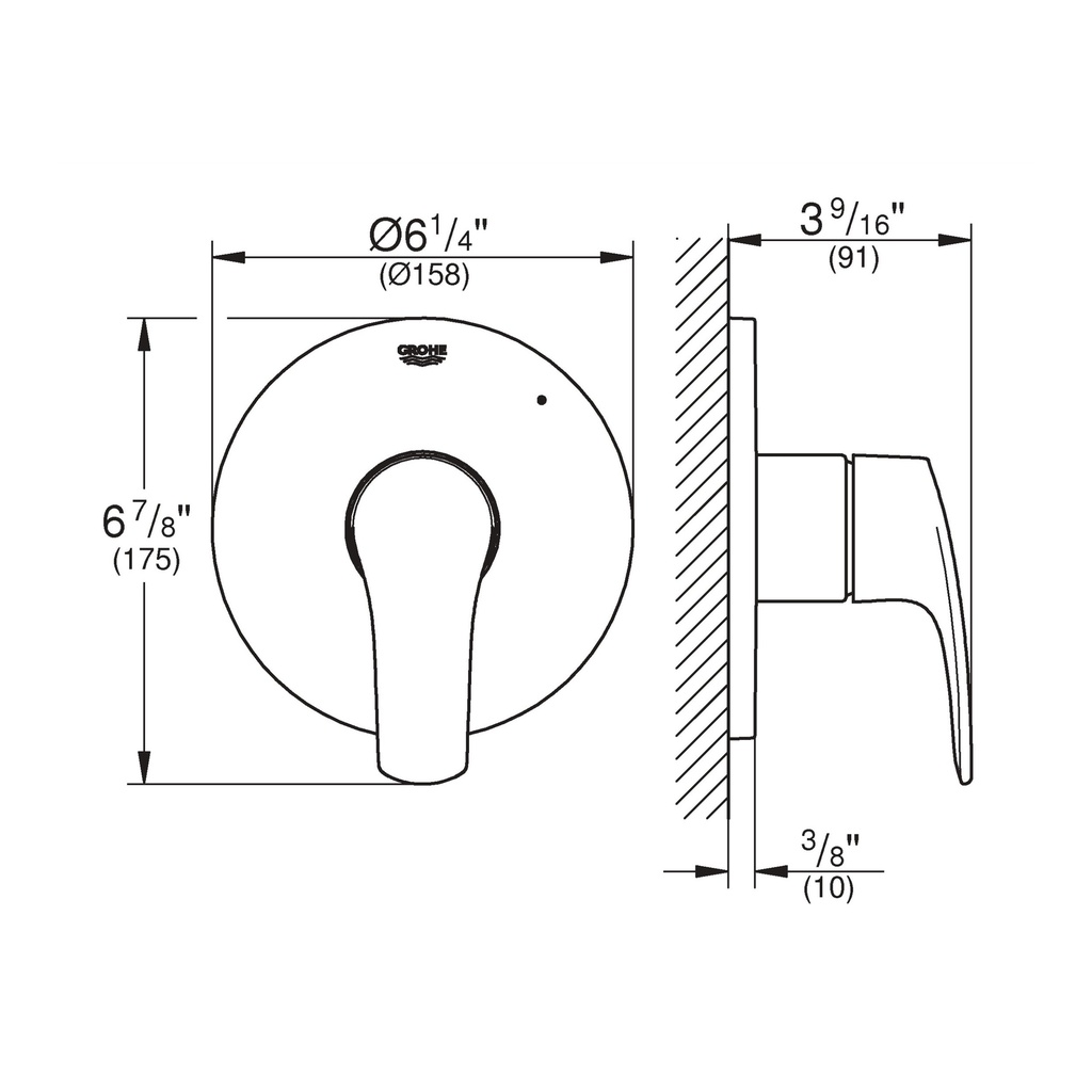 Grohe 19458003 Eurosmart Pbv Trimset Shower Us Grohe Chrome