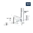 Grohe 19576Gn2 4-Hole Single Handle Deck Mount Roman Tub Faucet With 6.6 L/Min (1.75 Gpm) Hand Shower Brushed Cool Sunrise
