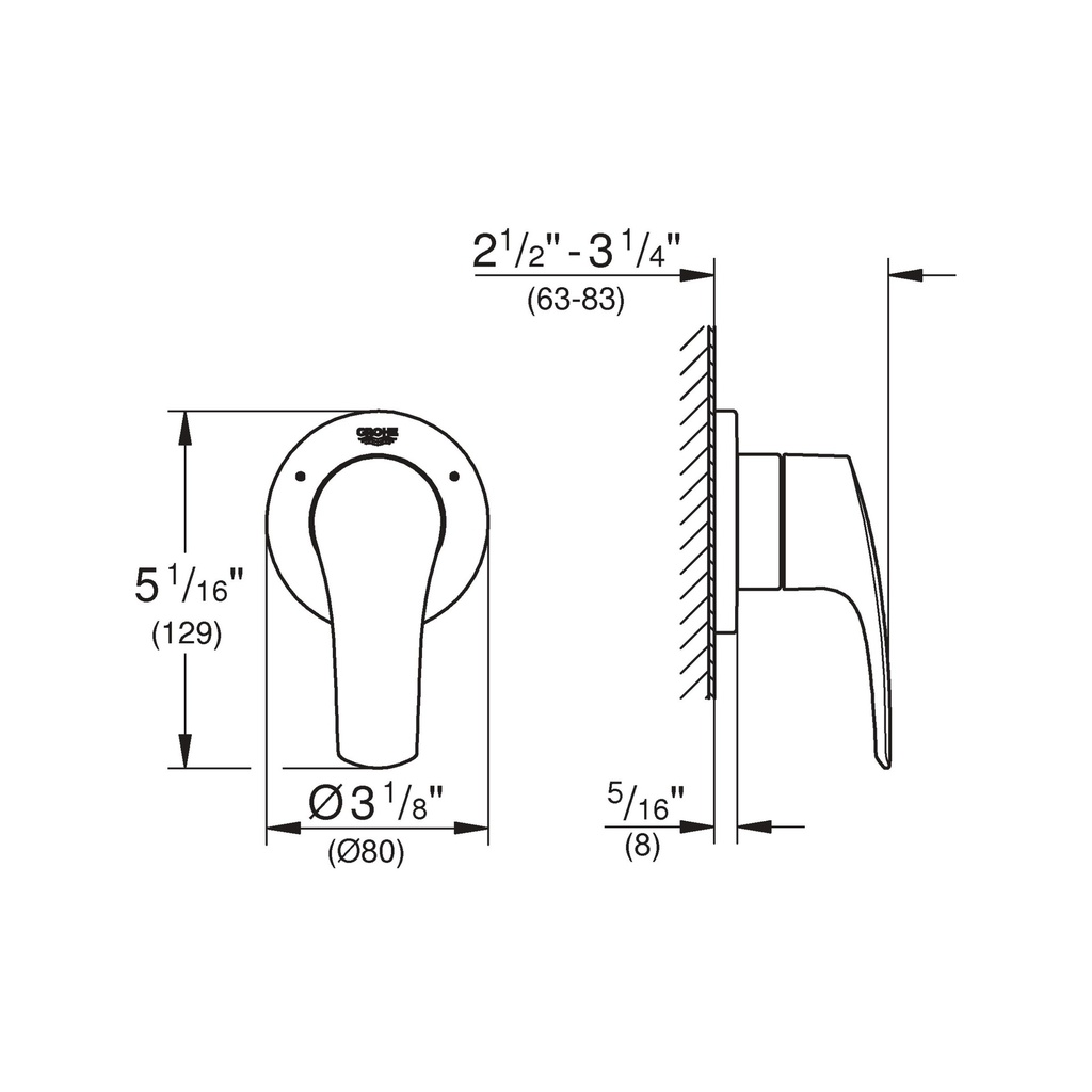 Grohe 19972003 Eurosmart 3-Way Diverter Us Grohe Chrome
