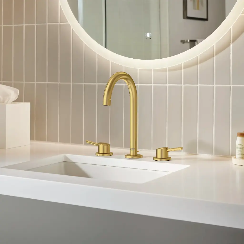 Grohe 20217GNA Concetto 8" Widespread 2-Handle L-Size Bathroom Faucet 4.5 L/Min (1.2 Gpm) Brushed Cool Sunrise