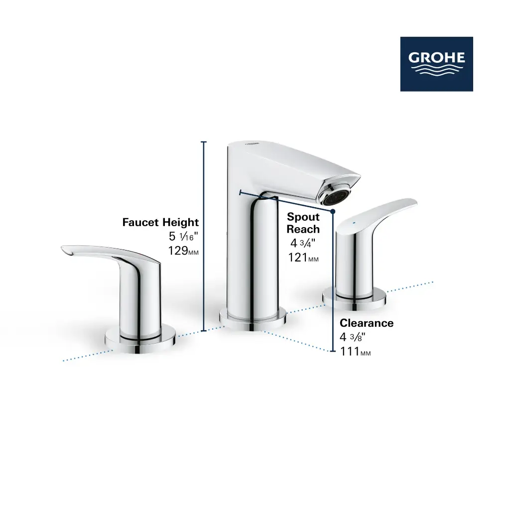 Grohe 20294003 Eurosmart 2Hdl Basin 3-H M Us Grohe Chrome