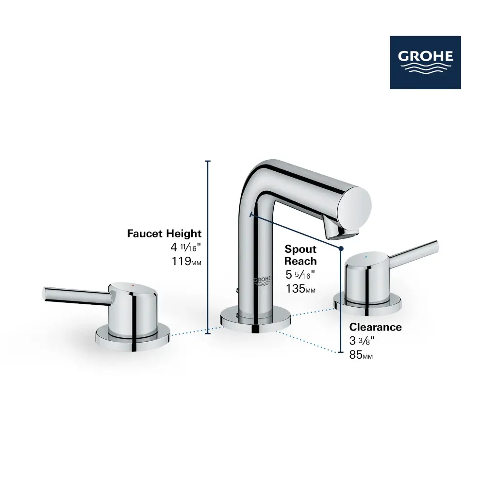 Grohe 205722431 Concetto 8" Widespread Two Handle Bathroom Faucet Matte Black