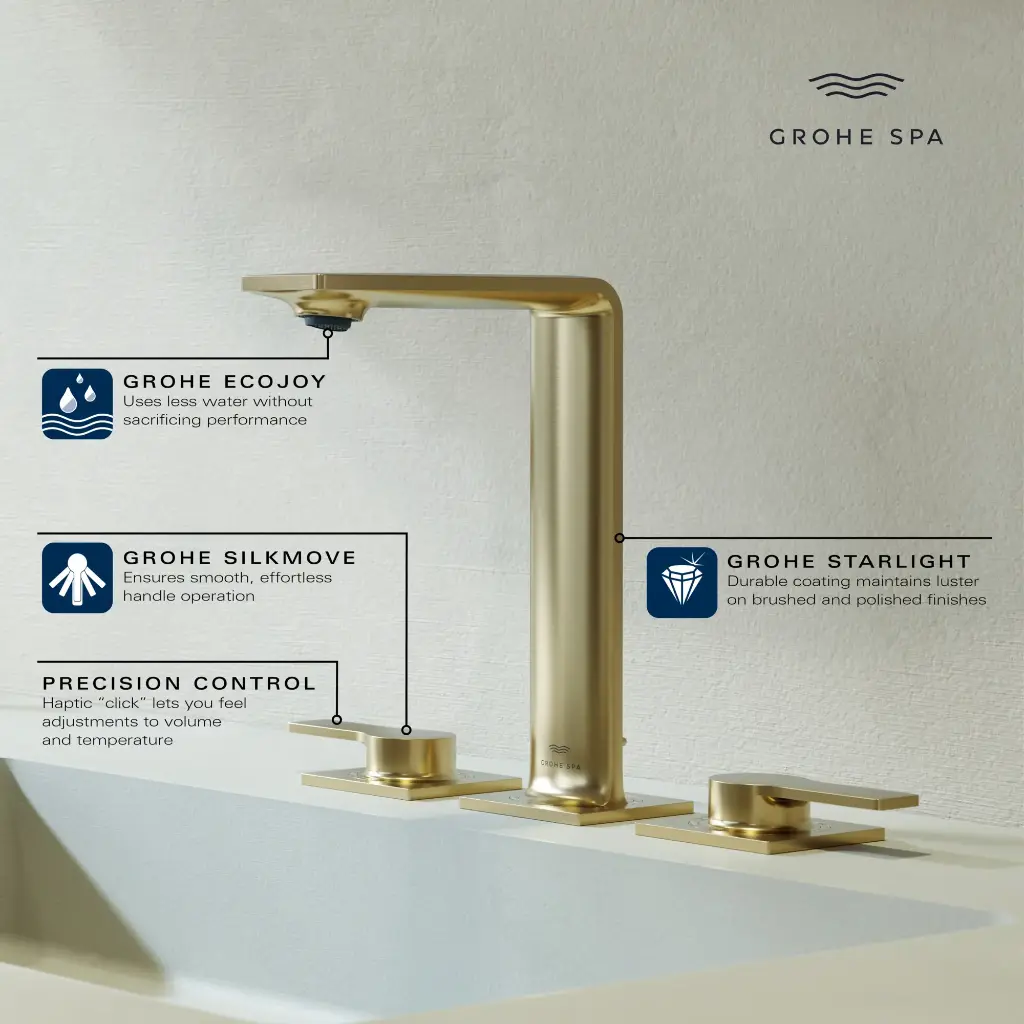 Grohe 20584En1 8-Inch Widespread 2-Handle M-Size Bathroom Faucet 1.2 Gpm Brushed Nickel