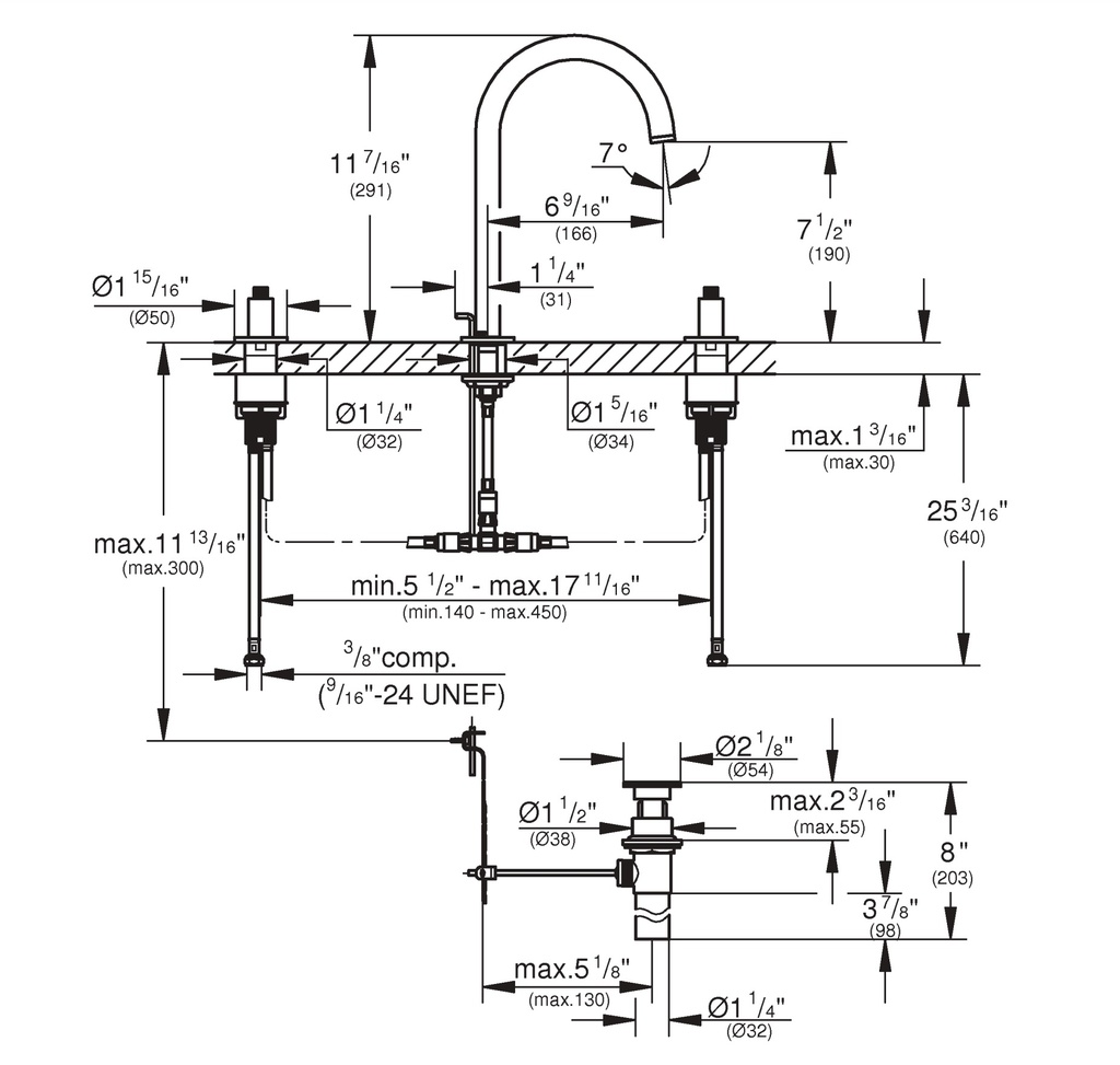 Grohe 20659En0 8-Inch Widespread 2-Handle L-Size Bathroom Faucet 1.2 Gpm Brushed Nickel