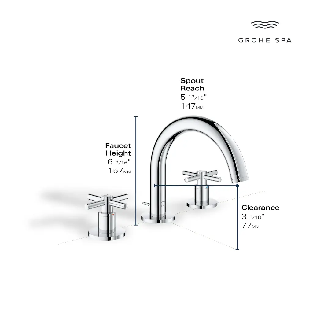Grohe 20660En0 8-Inch Widespread 2-Handle S-Size Bathroom Faucet 1.2 Gpm Brushed Nickel