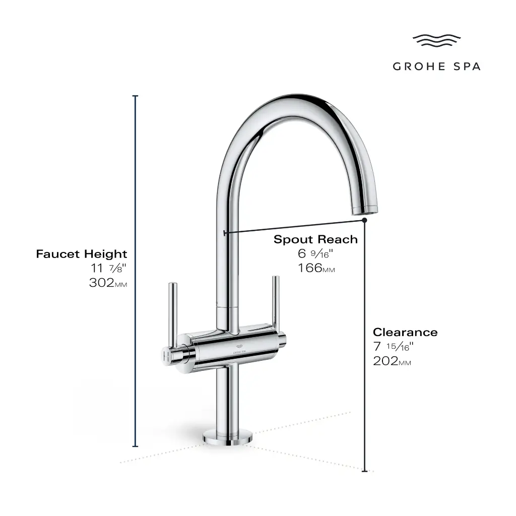 Grohe 21146En0 Single Hole Two-Handle L-Size Bathroom Faucet 1.2 Gpm Brushed Nickel