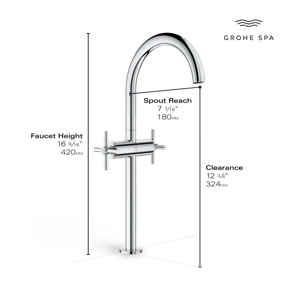 Grohe 21161000 Single Hole Two-Handle Xl-Size Bathroom Faucet 1.2 Gpm Chrome