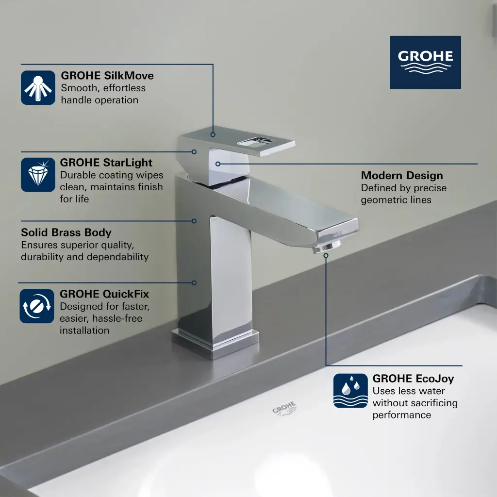 Grohe 23670A00 Single Hole Single-Handle M-Size Bathroom Faucet 4.5 L/Min (1.2 Gpm) Hard Graphite
