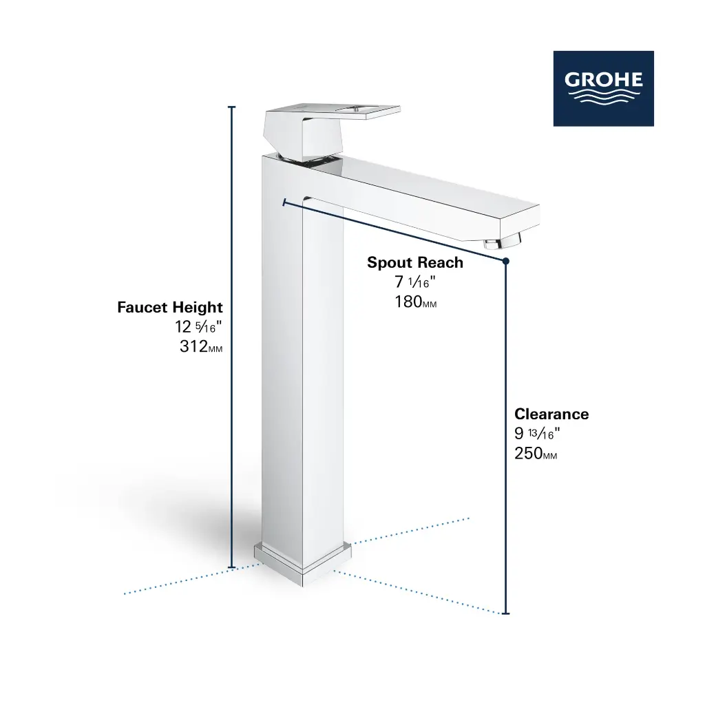 Grohe 23671GN0 Single Hole Single-Handle Deck Mount Vessel Sink Faucet 4.5 L/Min (1.2 Gpm) Brushed Cool Sunrise