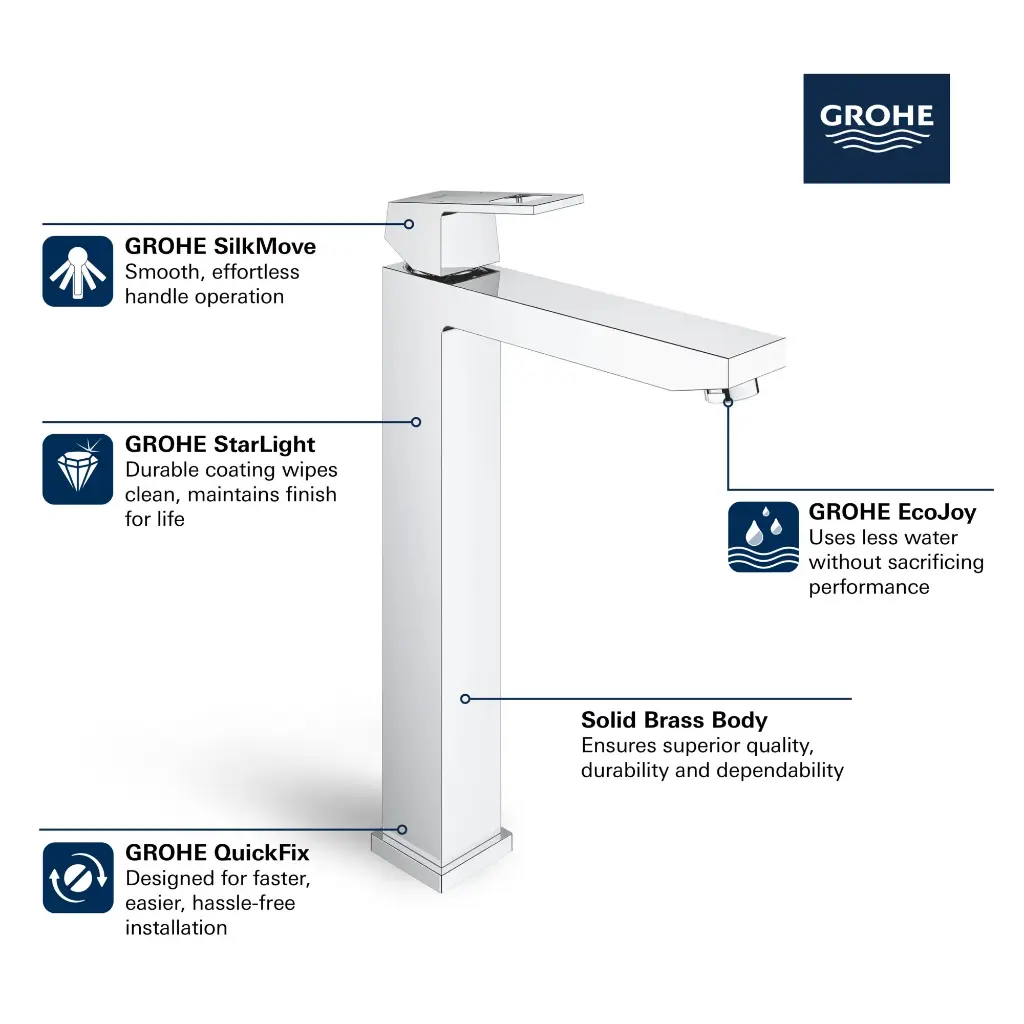 Grohe 23671GN0 Single Hole Single-Handle Deck Mount Vessel Sink Faucet 4.5 L/Min (1.2 Gpm) Brushed Cool Sunrise
