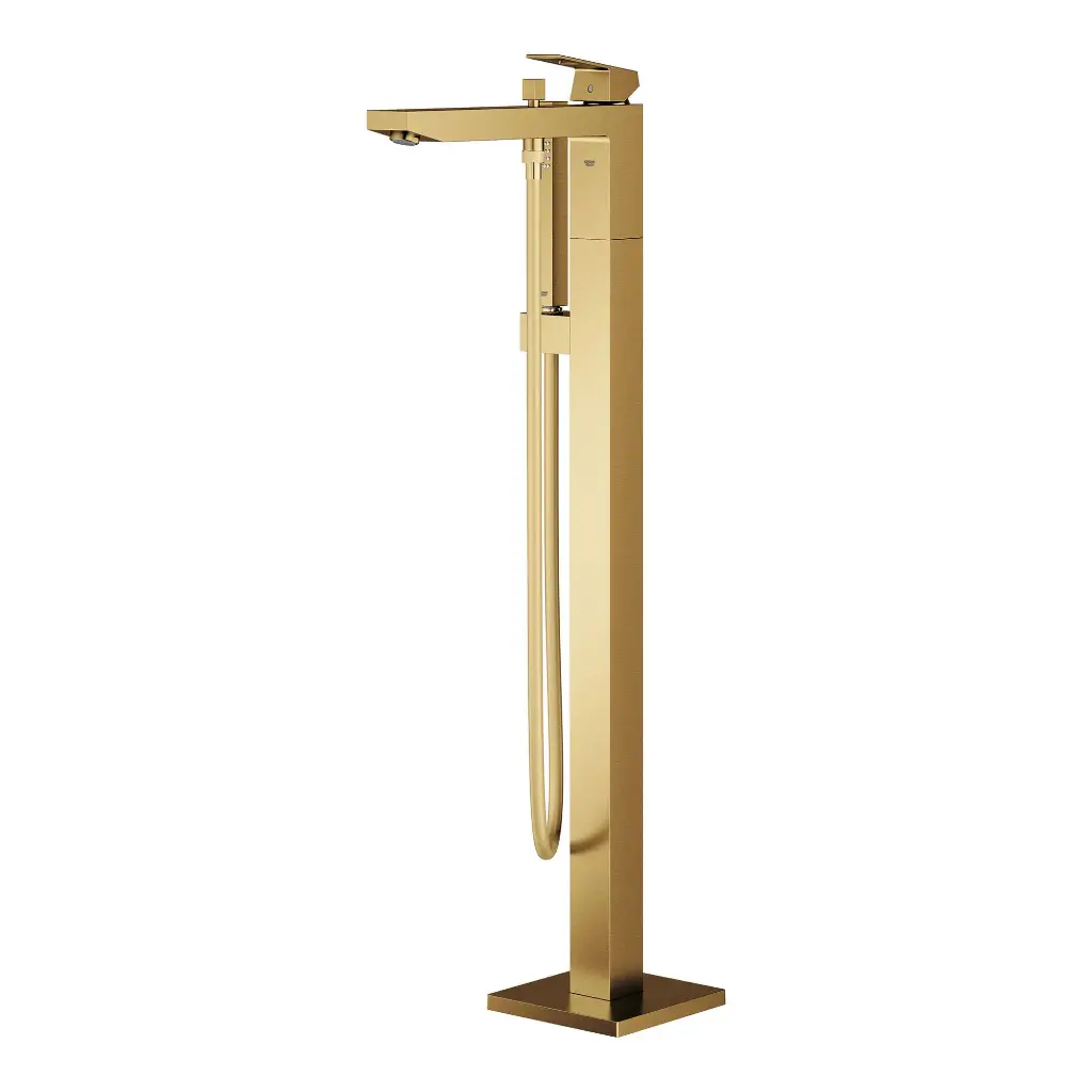 Grohe 23672GN1 Eurocube Single Handle Freestanding Tub Faucet With 6.6 L/Min (1.75 Gpm) Hand Shower Brushed Cool Sunrise